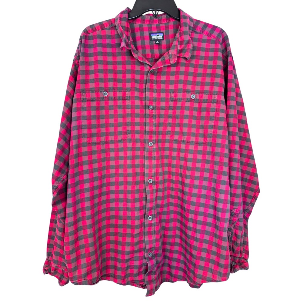Patagonia Organic Cotton Light Flannel Shirt Mens XL Button Up Plaid Long Sleeve